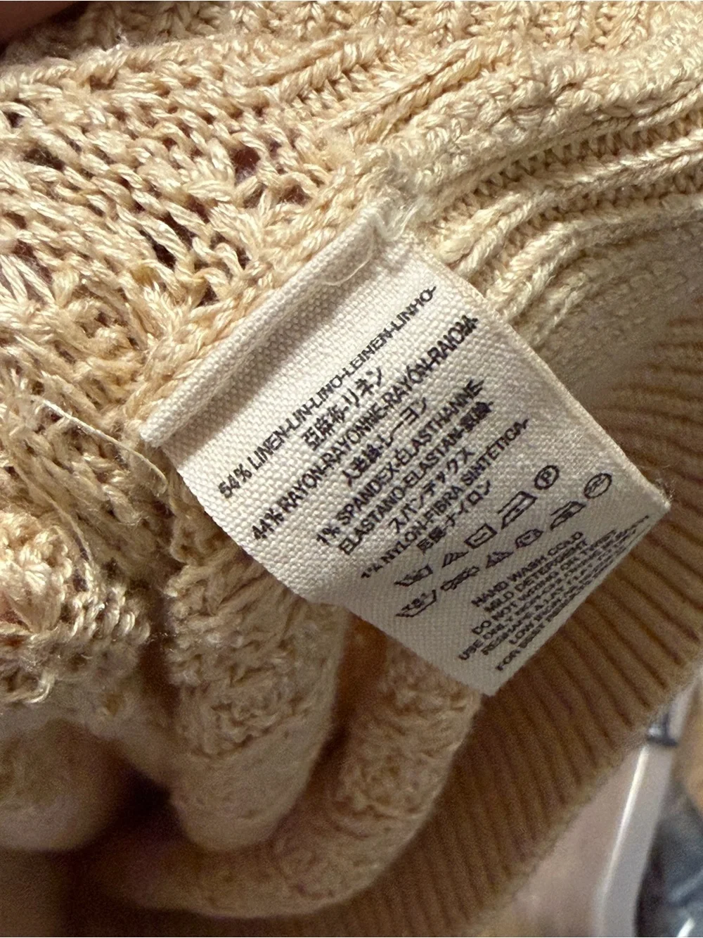 Beige Pointelle Knit Ruffle Collar Cropped Sweater Romantic Cottagecore